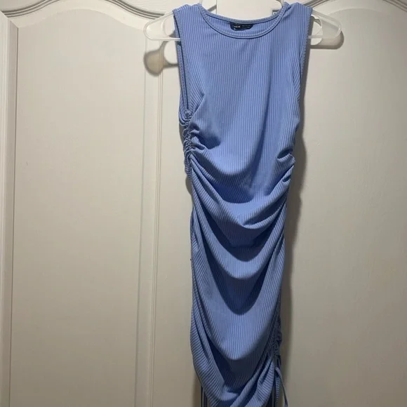 dusty blue ruched dress Elegant Dusty Blue Velvet Ruched Formal Dress with Shawl